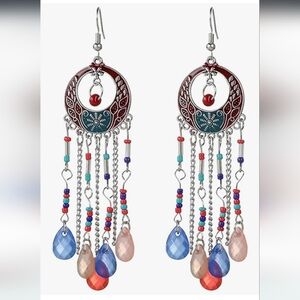 Bohemian Multi-Color Teardrop Dangle Earrings